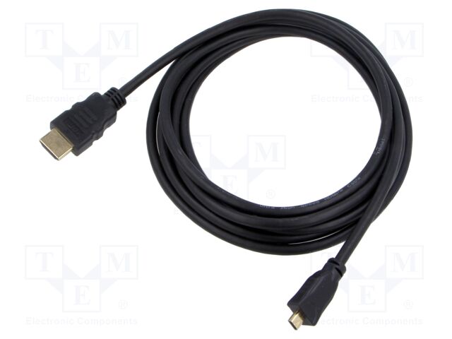 Cable; HDMI 2.1; HDMI plug,micro HDMI plug; PVC; Len: 3m; black