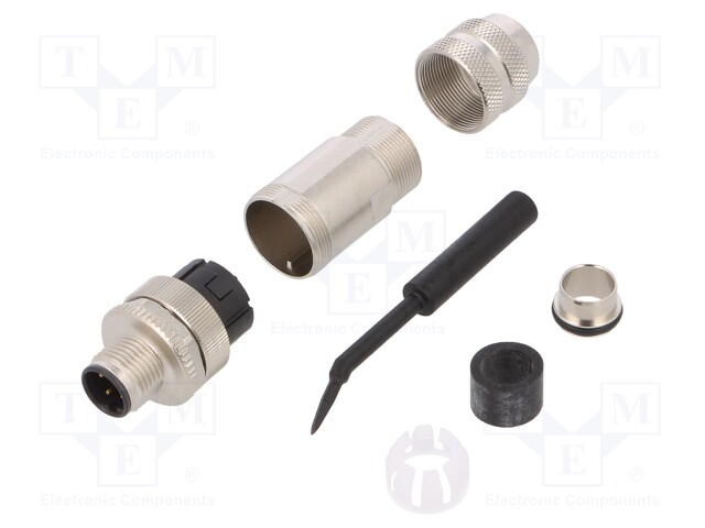 Plug; M12; PIN: 4; male; D code-Ethernet; for cable; spring clamp