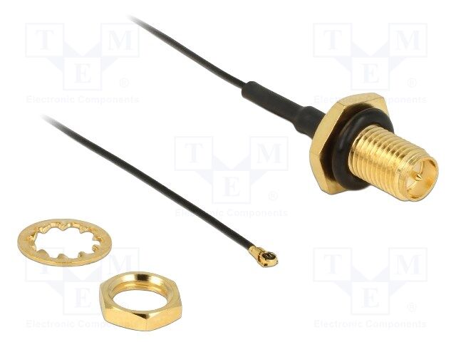 Cable; 200mm; IPEX MHF 4L,RP-SMA female; black; with o-ring seal