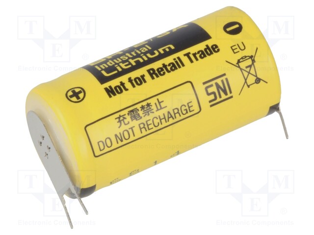 Battery: lithium; 3V; 2/3A,2/3R23; 3pin; Ø17x33.5mm; 1200mAh