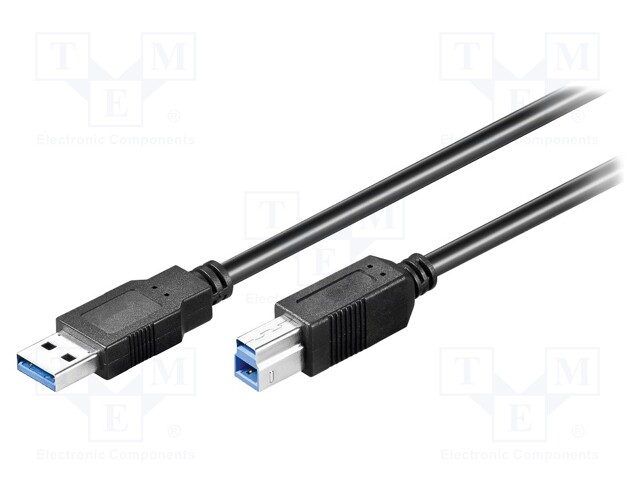 Cable; USB 3.0; USB A plug,USB B plug; 0.5m; black