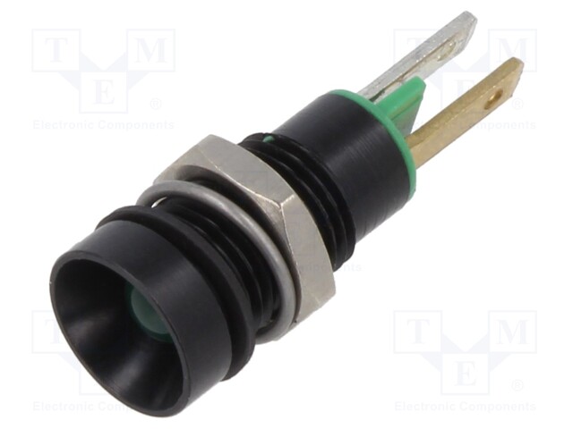 Indicator: LED; recessed; green; 2.2VDC; Ø8mm; plastic
