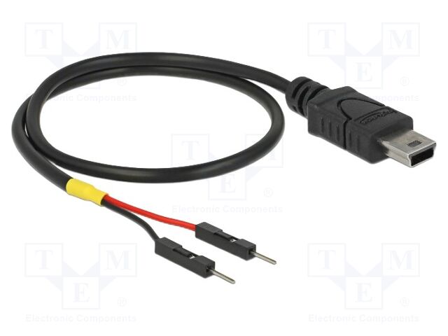 Cable; USB 2.0; USB B mini plug,1pin pin header x2; 0.3m; black
