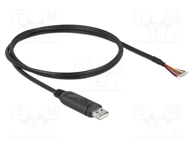 Cable; USB 2.0; wires,USB A plug; gold-plated; 1m; black; Cu; 26AWG