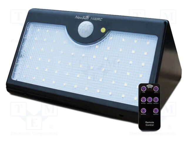 Lamp: LED lighting fixture; IP65; solar; 1100lm; 210x140x108mm; 8h