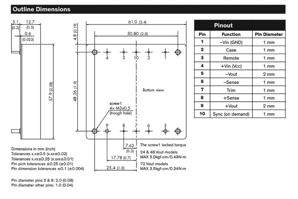 Converter: DC/DC; 160W; Uin: 43÷160V; 15VDC; Iout: 12A; Half Brick