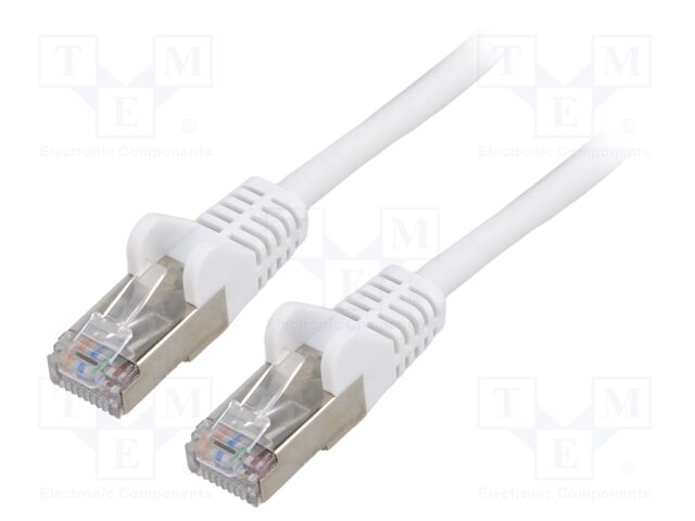 Patch cord; SF/UTP; 5e; stranded; CCA; PVC; white; 10m; 26AWG