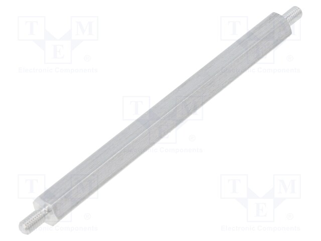 Screwed spacer sleeve; 70mm; Ext.thread: M3; hexagonal; aluminium