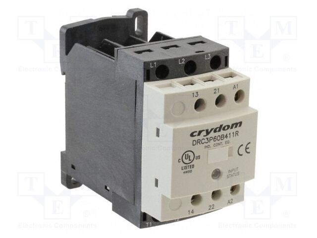 Relay: solid state; Ucntrl: 90÷140VAC; 4.8A; 48÷600VAC; 3-phase
