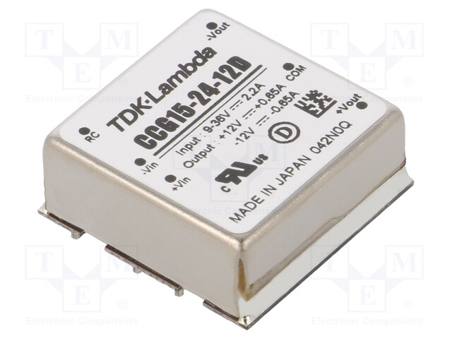 Converter: DC/DC; 15.6W; Uin: 9÷36V; Uout: 12VDC; Uout2: -12VDC; 20g