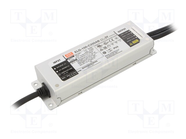 Power supply: switched-mode; LED; 100.1W; 143÷286VDC; 175÷350mA
