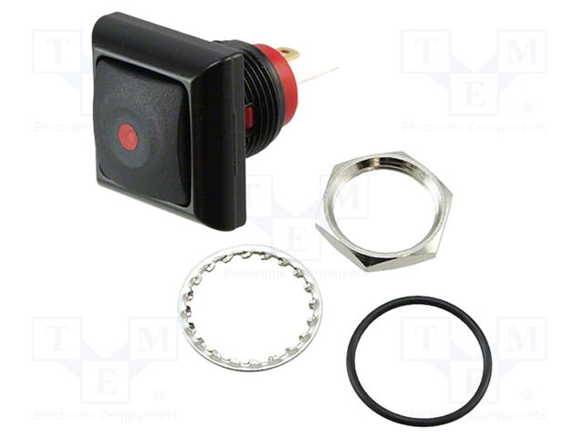 Switch: push-button; Pos: 2; SPST-NO; 0.2A/50VDC; 0.5A/48VAC; black