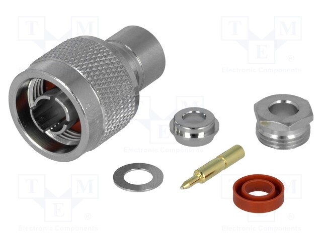 Plug; N; male; straight; 50Ω; soldering; teflon