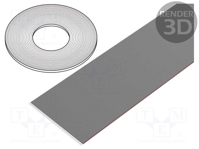 Wire: ribbon; 1.27mm; stranded; Cu; 50x28AWG; unshielded; PVC; grey
