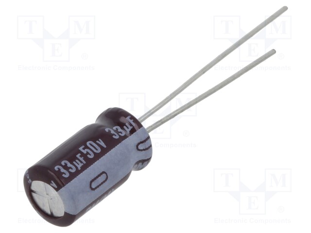 Capacitor: electrolytic; low impedance; THT; 33uF; 50VDC; ±20%