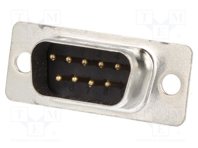 D-Sub; PIN: 9; plug; male; stamped and formed contacts; soldering