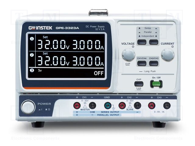 Power supply: laboratory; linear,multi-channel; 0÷32VDC; 0÷3A
