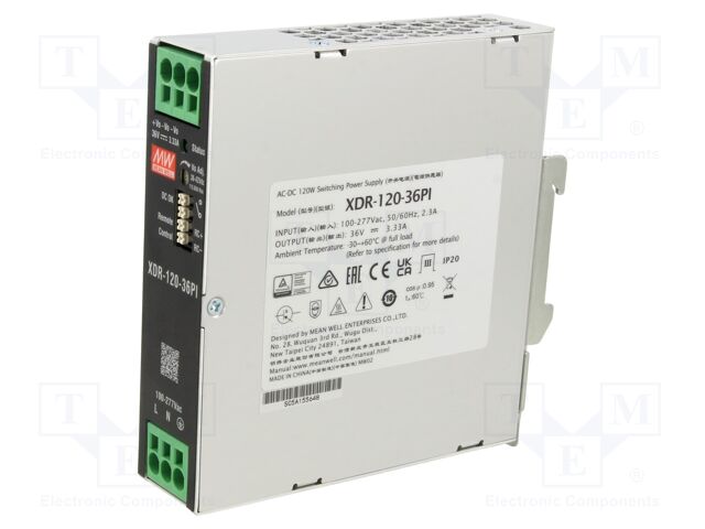 Power supply: switching; for DIN rail mounting; XDR-120