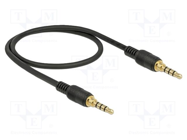 Cable; Jack 3,5mm 4pin plug,both sides; 0.5m; black; 24AWG