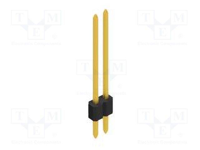 Connector: pin strips; pin header; male; PIN: 2; 1.27mm; THT; 1x2