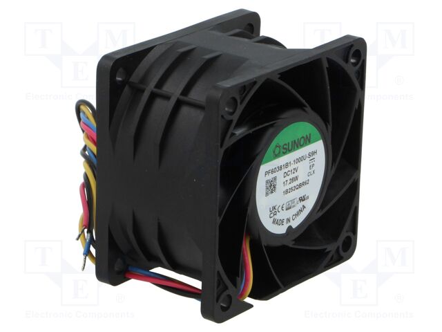 Fan: DC; axial; 12VDC; 60x60x38mm; 102m3/h; 61.2dBA; ball; 13200rpm