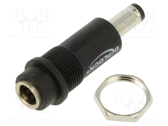 Adapter; DC 5,5/2,1 socket,DC 5,5/2,5 plug; black; straight