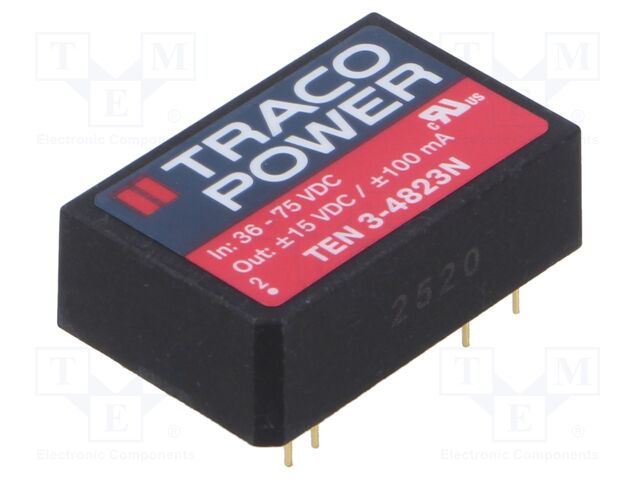 Converter: DC/DC; 3W; Uin: 36÷75V; Uout: 15VDC; Uout2: -15VDC; DIP24