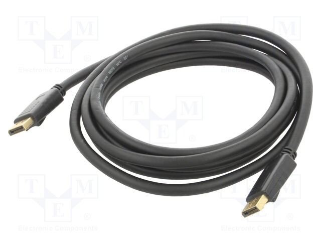 Cable; DisplayPort 1.2; DisplayPort plug,both sides; PVC; black