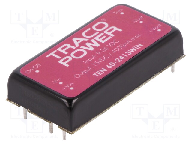 Converter: DC/DC; 60W; Uin: 9÷36V; 15VDC; Iout: 4A; 2"x1"; 250kHz