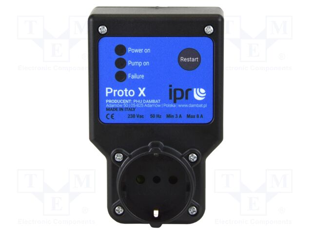 Safety device; 230VAC; 5÷45°C; to protect pumps; 6÷8A