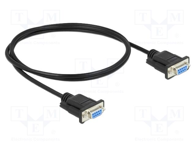 Cable; D-Sub 9pin socket,both sides; PVC; Len: 1m; black