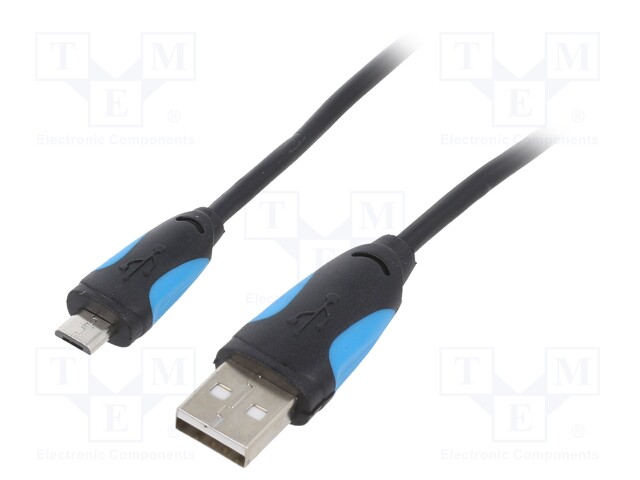 Cable; USB 2.0; USB A plug,USB B micro plug; nickel plated; 3m