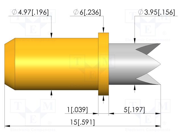 Test needle; Spring compression: 3.2mm; 4mm; 8A; steel; Ø: 4mm; 3N