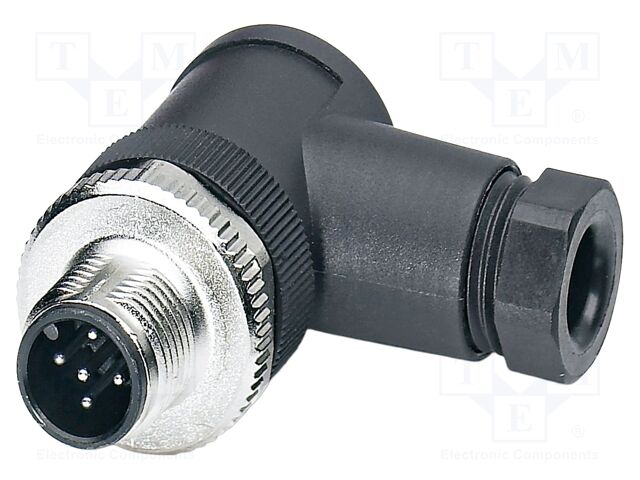 Connector: M12; plug; PIN: 5; 48V; angled; IP67; screw terminal; 4A