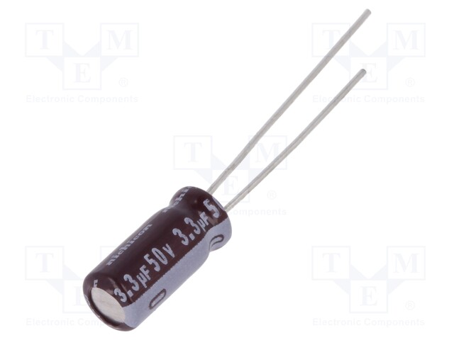 Capacitor: electrolytic; low impedance; THT; 3.3uF; 50VDC; Ø5x11mm