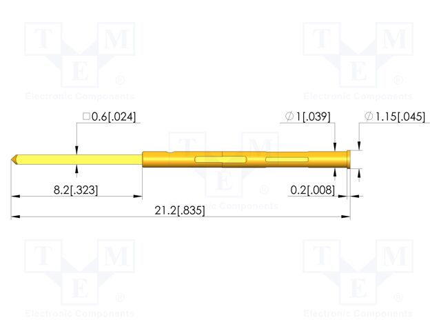 Test probe socket; gold-plated; KS-079; 21.2mm; test needles