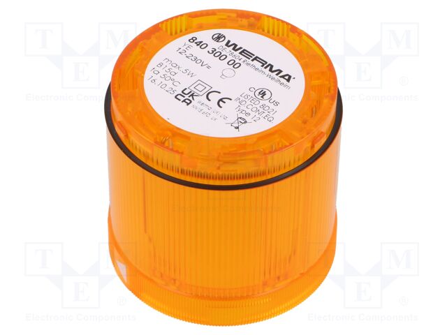 Signaller: lighting; orange; 12÷230VDC; 12÷230VAC; IP54; Ø70x66mm