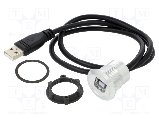 Adapter; for panel mounting,rear side nut; USB 2.0; Thread: M25