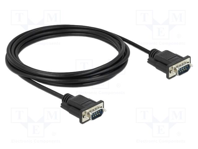Cable; D-Sub 9pin plug,both sides; PVC; Len: 3m; black; Øcable: 5mm