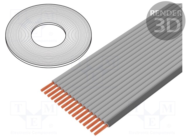 Wire: ribbon; 0.635mm; stranded; Cu; 20x30AWG; unshielded; TPE; grey