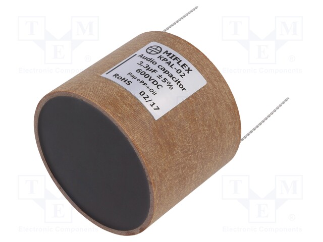 Capacitor: aluminum-polypropylene-paper; 3.3uF; 600VDC; ±5%