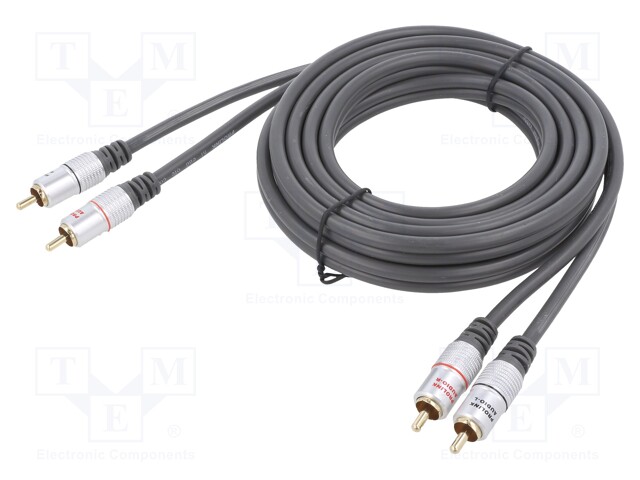 Cable; RCA plug x2,both sides; 3m; black