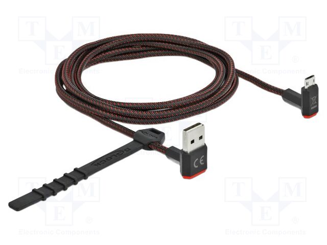 Cable; USB 2.0; gold-plated; 2m; black,red; 24AWG,28AWG; 480Mbps