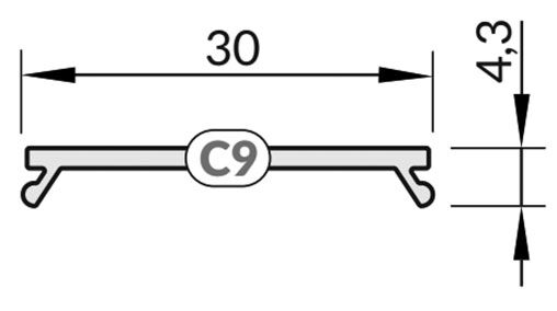 Cover for LED profiles; black; 1m; Kind of shutter: C9; push-in