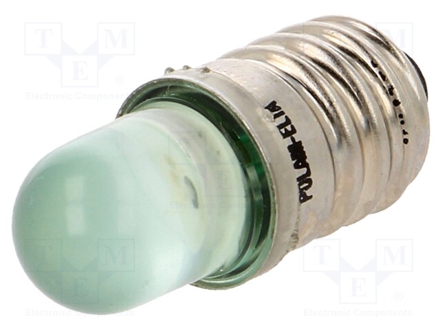 LED lamp; green; E10; 12VDC; 12VAC