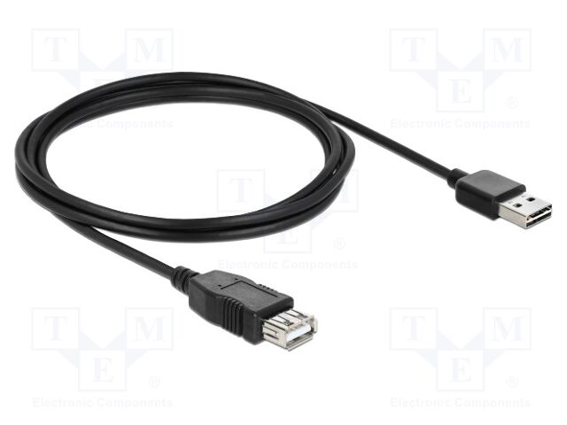 Cable; USB 2.0; USB A socket,USB A plug double sided; 2m; black