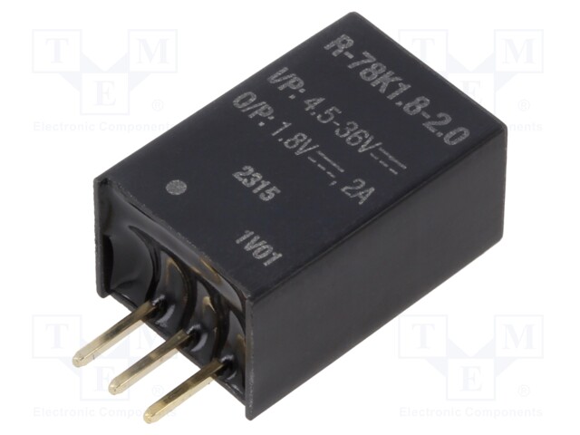 Converter: DC/DC; Uin: 4.5÷36V; Uout: 1.8VDC; Iout: 2A; SIP3; 1.7g