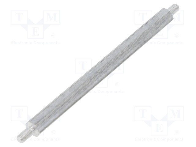 Screwed spacer sleeve; 70mm; Ext.thread: M3; hexagonal; aluminium