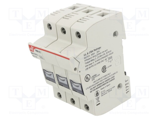 Fuse holder; cylindrical fuses; Mounting: DIN; 30A; 600VAC; IP20