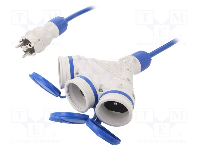 Extension lead; Sockets: 3; PUR; blue; 3x2,5mm2; 20m; 16A